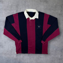 Load image into Gallery viewer, Vintage St Michael Marks &amp; Spencer Colour Block Navy Burgundy Long Sleeve Polo Shirt
