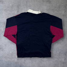Load image into Gallery viewer, Vintage St Michael Marks &amp; Spencer Colour Block Navy Burgundy Long Sleeve Polo Shirt
