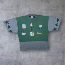 Load image into Gallery viewer, Vintage 90's Paragraph American Sports Graphic Green Grey Colour Block T-Shirt
