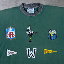 Load image into Gallery viewer, Vintage 90's Paragraph American Sports Graphic Green Grey Colour Block T-Shirt
