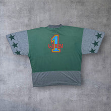Load image into Gallery viewer, Vintage 90's Paragraph American Sports Graphic Green Grey Colour Block T-Shirt
