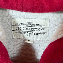 Load image into Gallery viewer, Early 00's JBC Collection Wolf Animal Sherpa Lined Red Zip Fleece Hoodie
