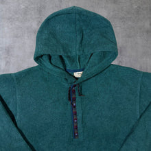 Load image into Gallery viewer, Vintage 90's L.L.Bean Mini Logo Snap Button Green Pullover Fleece Hoodie
