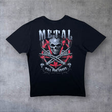 Load image into Gallery viewer, Lethal Threat "Metal Till The Grave" Goth Biker Skull Graphic Black T-Shirt
