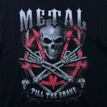 Load image into Gallery viewer, Lethal Threat "Metal Till The Grave" Goth Biker Skull Graphic Black T-Shirt

