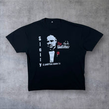Load image into Gallery viewer, Early 00's The Godfather "Sicily" Gangster Cult Movie Graphic Black T-Shirt
