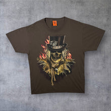 Load image into Gallery viewer, Happy Halloween Goth Scarecrow Graphic Brown Cotton T-Shirt
