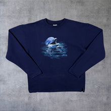 Load image into Gallery viewer, Vintage Harlequin Dolphin Animal Wildlife Graphic Navy Blue Sweatshirt
