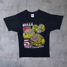 Load image into Gallery viewer, Vintage Pro Player NBA Chicago Bulls "5 Time Champions" Black Single Stitch T-Shirt
