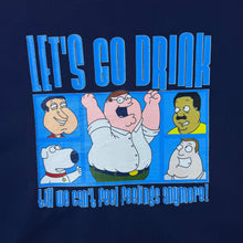 Load image into Gallery viewer, Family Guy "Let's Go Drink" Animated Cartoon TV Show Graphic Navy Blue T-Shirt
