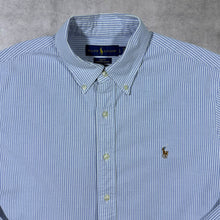 Load image into Gallery viewer, Ralph Lauren "Slim Fit Stretch Oxford" Blue Striped Long Sleeve Button-Down Shirt
