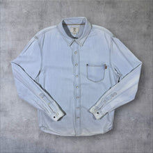Load image into Gallery viewer, Timberland "Slim Fit" Faded Blue Denim Popper Button Long Sleeve Cotton Shirt
