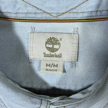 Load image into Gallery viewer, Timberland "Slim Fit" Faded Blue Denim Popper Button Long Sleeve Cotton Shirt
