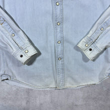 Load image into Gallery viewer, Timberland "Slim Fit" Faded Blue Denim Popper Button Long Sleeve Cotton Shirt
