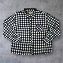 Load image into Gallery viewer, Blue Mountain Black White Plaid Check Long Sleeve Flannel Shirt
