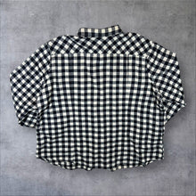 Load image into Gallery viewer, Blue Mountain Black White Plaid Check Long Sleeve Flannel Shirt
