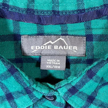 Load image into Gallery viewer, Eddie Bauer Green Blue Plaid Check Long Sleeve Flannel Shirt
