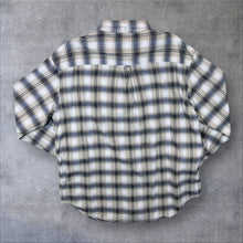 Load image into Gallery viewer, Lemon Grass Grey Beige White Plaid Check Long Sleeve Flannel Shirt
