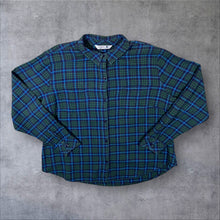 Load image into Gallery viewer, Riders by Lee Green Blue Plaid Check Long Sleeve Flannel Shirt
