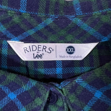 Load image into Gallery viewer, Riders by Lee Green Blue Plaid Check Long Sleeve Flannel Shirt
