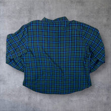 Load image into Gallery viewer, Riders by Lee Green Blue Plaid Check Long Sleeve Flannel Shirt
