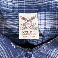 Load image into Gallery viewer, Faded Glory Blue White Plaid Check Long Sleeve Flannel Shirt
