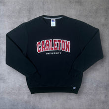 Load image into Gallery viewer, Russell Athletic "Carleton University" Embroidered Spellout Black Sweatshirt
