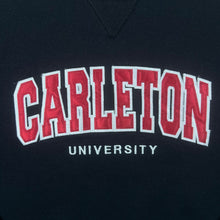 Load image into Gallery viewer, Russell Athletic "Carleton University" Embroidered Spellout Black Sweatshirt
