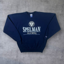 Load image into Gallery viewer, Vintage Champion "Spelman Alumna" Spellout Graphic Navy Blue Sweatshirt
