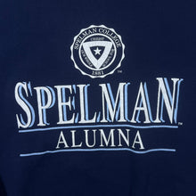 Load image into Gallery viewer, Vintage Champion "Spelman Alumna" Spellout Graphic Navy Blue Sweatshirt
