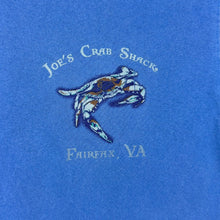 Load image into Gallery viewer, Joe's Crab Shack "Fairfax, VA" USA Tourist Spellout Graphic Blue T-Shirt

