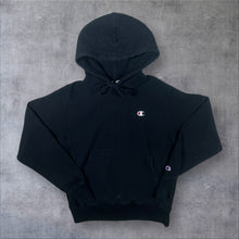 Load image into Gallery viewer, Champion Reverse Weave Classic Black Mini Logo Pullover Hoodie
