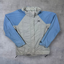 Load image into Gallery viewer, Helly Hansen Blue Beige Hooded Windbreaker Sailing Hiking Jacket
