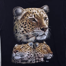 Load image into Gallery viewer, Early 00's WILD Leopard Big Cat Animal Wildlife Graphic Black Cotton T-Shirt
