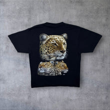Load image into Gallery viewer, Early 00's WILD Leopard Big Cat Animal Wildlife Graphic Black Cotton T-Shirt
