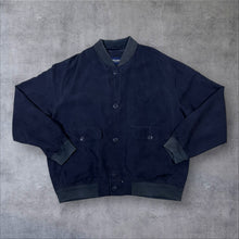 Load image into Gallery viewer, Vintage Porto Di Panama 100% Silk Navy Blue Lightweight Button Bomber Jacket
