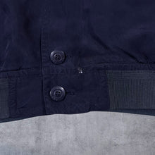 Load image into Gallery viewer, Vintage Porto Di Panama 100% Silk Navy Blue Lightweight Button Bomber Jacket
