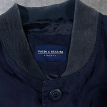 Load image into Gallery viewer, Vintage Porto Di Panama 100% Silk Navy Blue Lightweight Button Bomber Jacket
