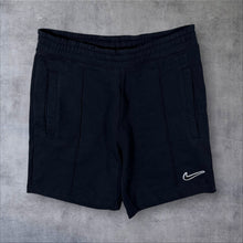 Load image into Gallery viewer, Nike Classic Embroidered Mini Swoosh Logo Black Drawstring Sweat Shorts

