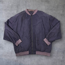 Load image into Gallery viewer, Vintage Cartouche 100% Silk Faded Purple Lightweight Zip Bomber Jacket
