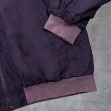 Load image into Gallery viewer, Vintage Cartouche 100% Silk Faded Purple Lightweight Zip Bomber Jacket
