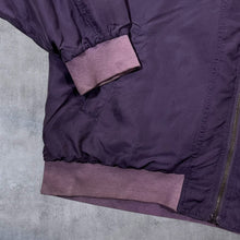 Load image into Gallery viewer, Vintage Cartouche 100% Silk Faded Purple Lightweight Zip Bomber Jacket
