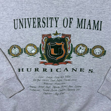 Load image into Gallery viewer, Vintage Nutmeg "University Of Miami Hurricanes" College Graphic Grey Sweatshirt
