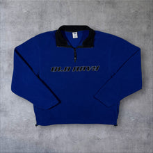 Load image into Gallery viewer, Old Navy Embroidered Spellout Blue Black 1/4 Zip Fleece Pullover Sweatshirt
