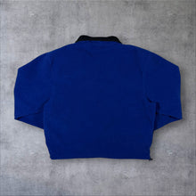 Load image into Gallery viewer, Old Navy Embroidered Spellout Blue Black 1/4 Zip Fleece Pullover Sweatshirt
