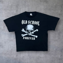Load image into Gallery viewer, Delta "Old School Forever" Skull Crossbones Biker Graphic Black T-Shirt
