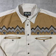 Load image into Gallery viewer, Vintage Atlas For Men Cowboy Western Embroidered Native American Long Sleeve Shirt
