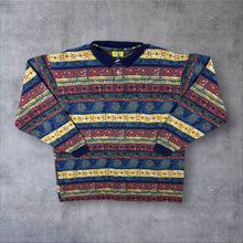 Load image into Gallery viewer, Vintage Duck Head Crazy Abstract Multi Coloured Patterned Long Sleeve Polo Shirt
