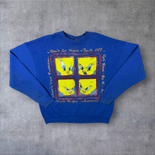 Load image into Gallery viewer, Vintage Looney Tunes (1997) Tweety Slogan Graphic Blue Sweatshirt
