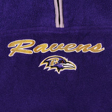 Load image into Gallery viewer, NFL Baltimore Ravens Purple Embroidered Football 1/4 Zip Fleece Sweatshirt

